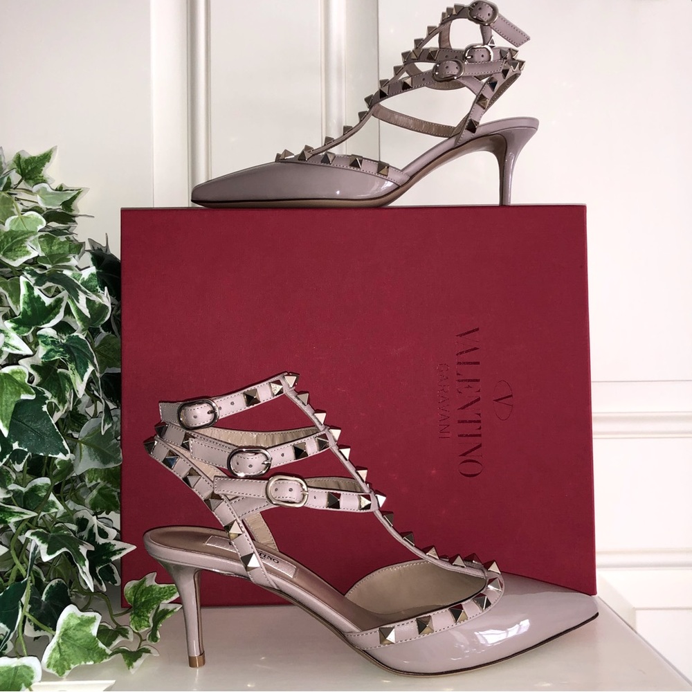 Valentino Garavani Nude Rock Stud Ankle Strap Cage Heels New Size 38